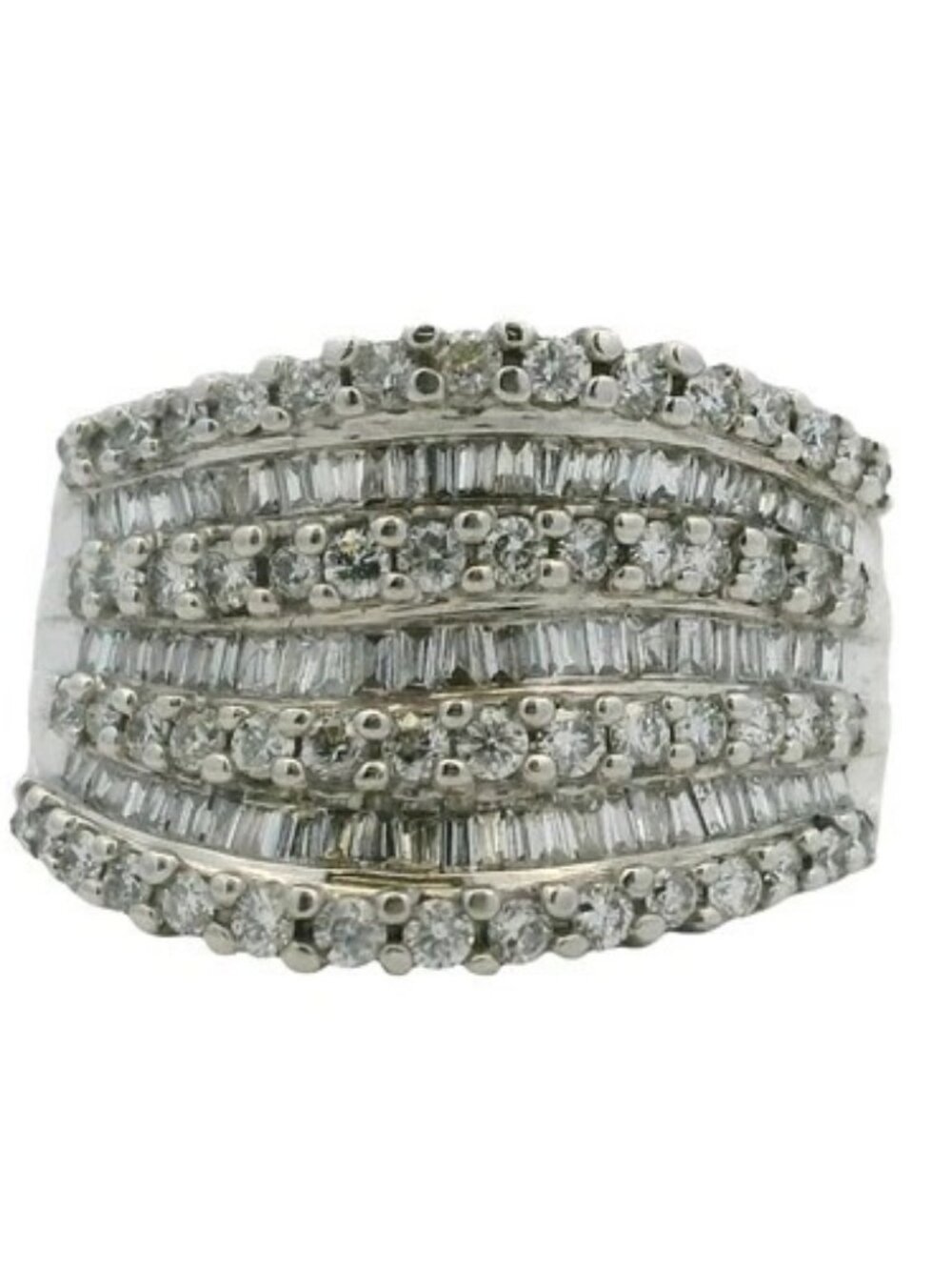 EFFY Classique Retired 14kt White Gold and 1.50ctw Stacked Diamond Ring Size 9